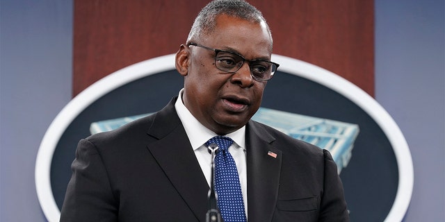 Secretary of Defense Lloyd Austin speaks at a briefing at the Pentagon on October 27, 2022.