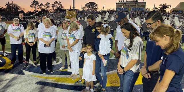 Govenor Ron DeSantis attends a football game at Naples High School just 10 days after Hurricane Ian ravaged the area.
