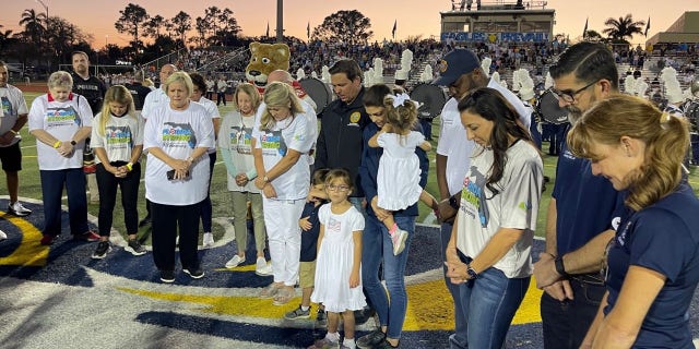 Govenor Ron DeSantis attends a football game at Naples High School just 10 days after Hurricane Ian ravaged the area.