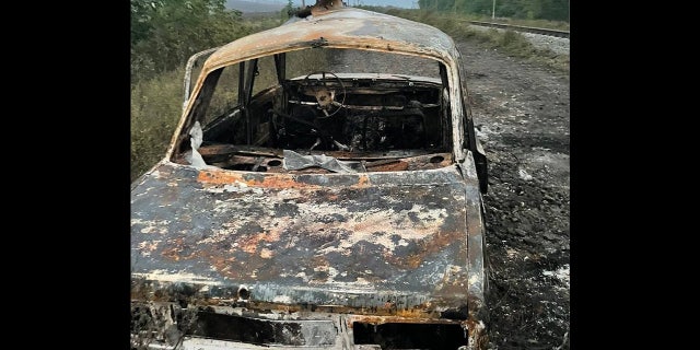 Photo of attack on seven civilian cars in Kharkiv killing 24 people, including 13 children and one pregnant woman, on Sept. 25, 2022.