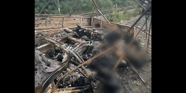 Photo taken on Oct. 1 of a Sept. 25 attack on seven civilian cars in the Kharkiv region that killed 24 people, including 13 children and one pregnant woman.