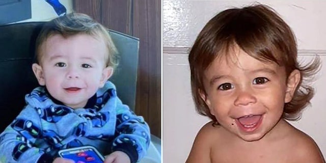 A pair of baby photos of toddler Quinton Simon, whose remains were found in a Georgia landfill on November 18. 