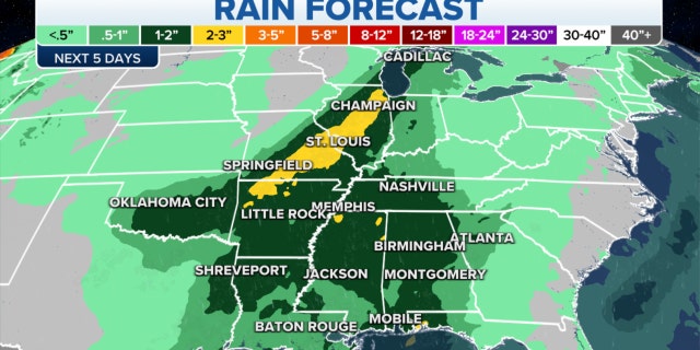 The rain forecast in the Southeast