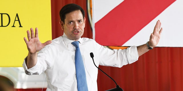 Sen. Marco Rubio speaks to supporters at a campaign stop on the Keep Florida Free Tour at the Horsepower Ranch in Geneva.