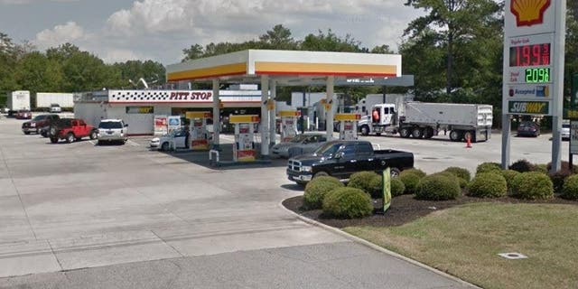 A Google Earth image showing a pit stop on Wilson Street in Blythewood, South Carolina, where a winning lottery ticket was recently purchased.