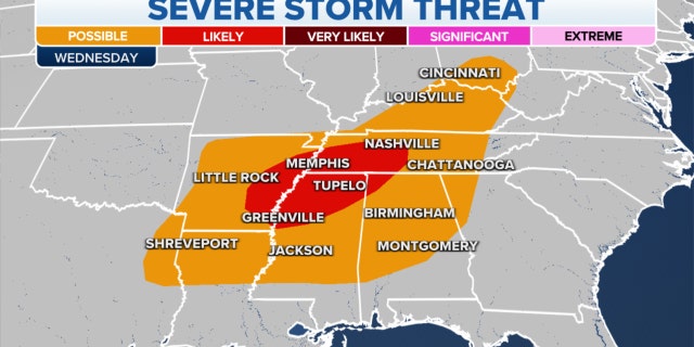 The severe storm threat in the Mississippi Valley, Great Lakes on Wednesday