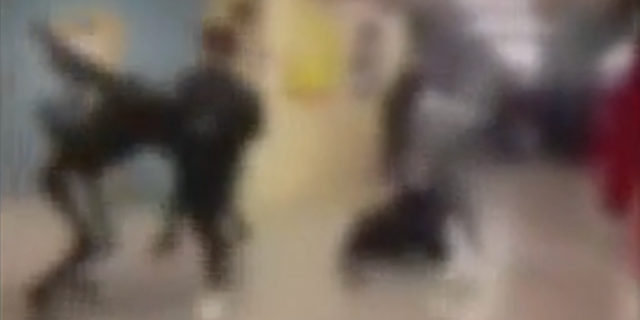 This screengrab, blurred to protect the high school students' identities, shows a recent fight at Lansdown High School. 