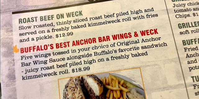 Anchor Bar in Buffalo is famous as the creator of Buffalo wings. But like most other taverns in the area, it also serves Buffalo's less well known but absolutely delicious local specialty — beef on weck.