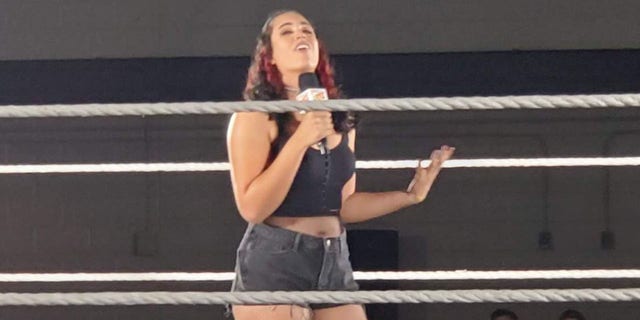 Simone Johnson, daughter of Dwayne Johnson, delivers her first WWE wrestling promo at Englewood Neighborhood Center on Saturday night, July 9, 2022.