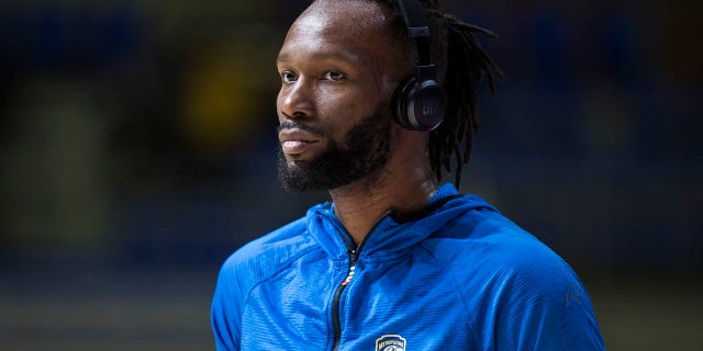 Steeve Ho You Fat, of Boulogne Metropolitans 92, warms up during the EuroCup Basketball match between Partizan Nis Belgrade and Boulogne Metropolitans 92 at Aleksandar Nikolic Hall on March 16, 2022 in Belgrade, Serbia.