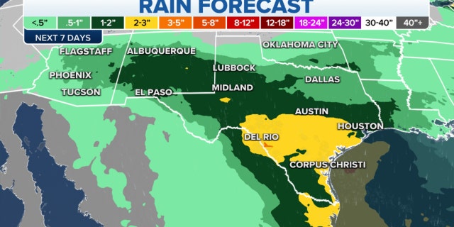 Rain forecast for Texas over the next week