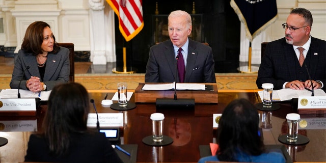 President Joe Biden speaks during a meeting of the reproductive rights task force in the State Dining Room of the White House in Washington, Tuesday, Oct. 4, 2022.