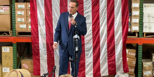 Rep. Ted Budd, speaks in Greensboro, North Carolina, on Oct. 13.