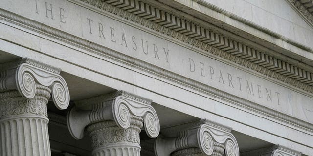 The Treasury Department building facade