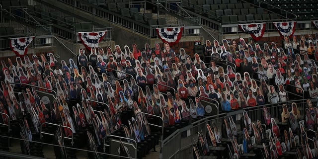 View of a cutout crowd at Truist Park in Cumberland, Ga., July 30, 2020.