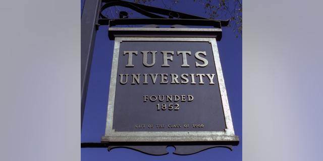 Tufts University sign in Boston, Massachusetts.