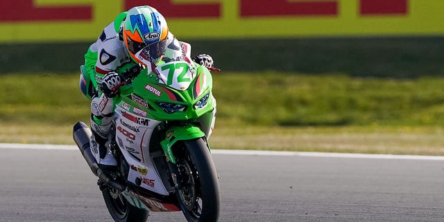 Victor Steeman rides during the WorldSBK Motul Dutch Round at the TT Circuit Assen on April 23, 2022, in the Netherlands.