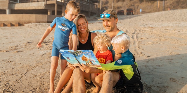 Bethany Hamilton of Hawaii, shown with her husband and children, will be making a virtual appearance at Kirk Cameron's Hendersonville, Tennessee, public library event this Saturday. Her latest children's book is "Surfing Past Fear" (Brave Books). 