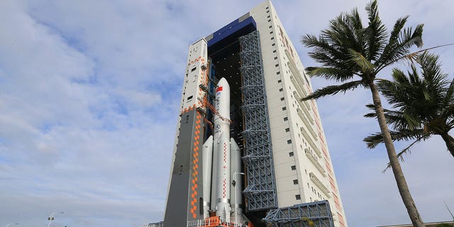 China's Mengtian Space Station laboratory module and Long March-5B Y4 rocket are transported to the launch area in south China's Hainan province on October 25, 2022.