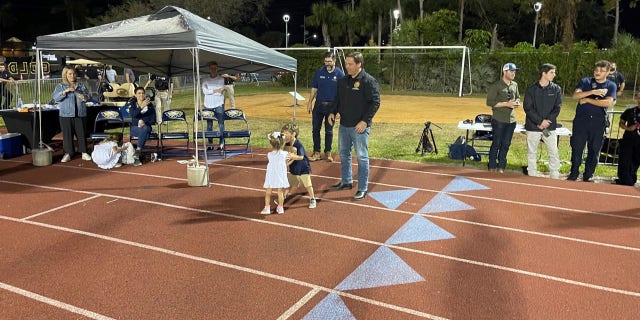 Govenor Ron DeSantis attends a football game at Naples High School just 10 days after Hurricane Ian ravaged the area