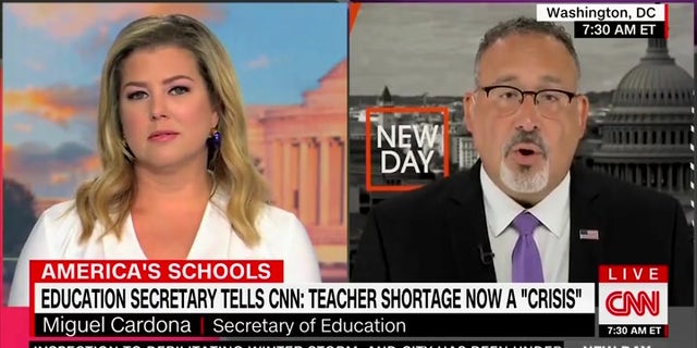 Education Secretary Miguel Cardona discusses plummeting reading and math scores on CNN, Sept. 1, 2022.