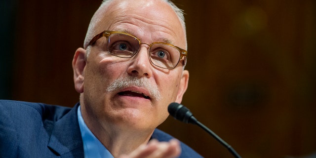 Chris Magnus appears before a United States Senate Committee on Finance hearing to consider his nomination to be Commissioner of U.S. Customs and Border Protection on Oct. 19, 2021, in Washington, DC.