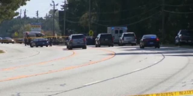 The crime scene where a Georgia police K9 and a possible murder conspiracy were shot dead.