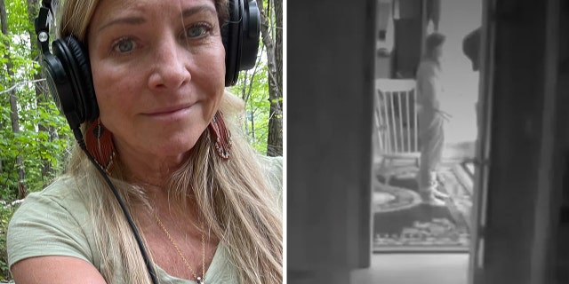 PI-NE director Betty Miller on the left — and, on the right, a "ghostly figure" as captured on video by a New Hampshire homeowner.