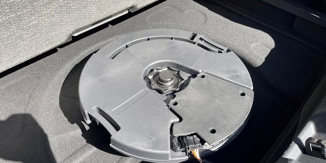 The Golf R's subwoofer fits in the compartment where the spare tire goes on other Golfs.