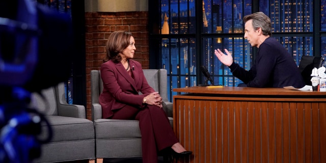 Vice President Kamala Harris during an interview with host Seth Meyers on October 10, 2022.