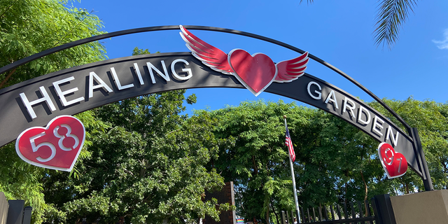 The Las Vegas Healing Garden is located on South Casino Boulevard. People bring flowers and gifts for the victims to this day.