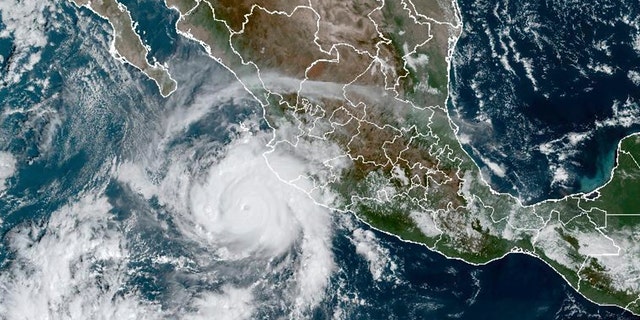 This satellite image taken at 15:30 UTC and provided by NOAA shows Hurricane Roslyn approaching the Pacific coast of Mexico on Saturday, October 22, 2022. Saturday, Roslyn grew to reach Category 4 force as it headed for a collision with the Pacific coast of Mexico, probably north of the resort of Puerto Vallarta.