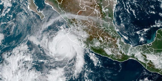 This satellite image taken at 15:30 UTC and provided by NOAA shows Hurricane Roslyn approaching the Pacific coast of Mexico on Saturday, October 22, 2022. Saturday, Roslyn grew to reach Category 4 force as it headed for a collision with the Pacific coast of Mexico, probably north of the resort of Puerto Vallarta.