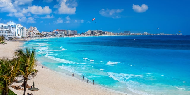 A Cancun, Mexico, beach during summer.
