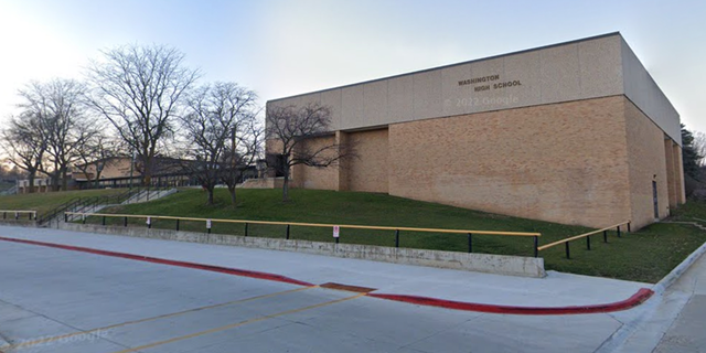 Photo of Washington High School in Cherokee, Iowa. 