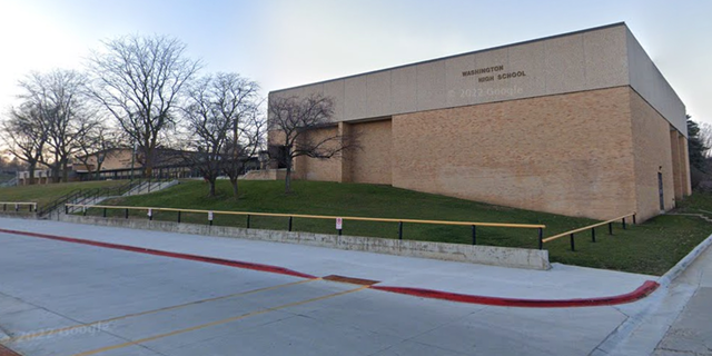 Photo of Washington High School in Cherokee, Iowa.