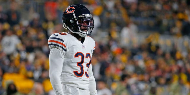 Jaylon Johnson of the Chicago Bears in action against the Pittsburgh Steelers on Nov. 8, 2021, at then-Heinz Field in Pittsburgh.