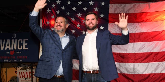 Republican Ohio Senate nominee JD Vance, right, campaigns alongside Sen. Ted Cruz, R-Texas. Vance's race is key in determining post-midterm Senate control.