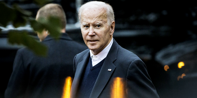 President Joe Biden leaves Holy Trinity Catholic Church before attending the Phoenix Awards Dinner in Washington, D.C.