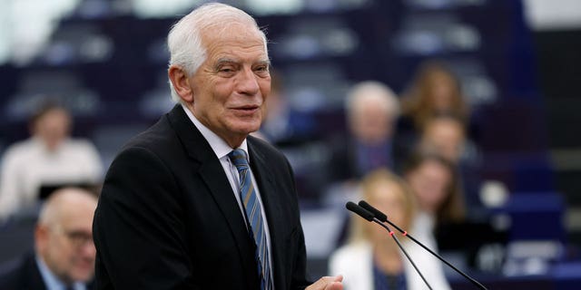 European Union foreign policy chief Josep Borrell speaks about Russia's recent escalations of war in Ukraine at the European Parliament, on Oct. 5, 2022, in Strasbourg, eastern France.