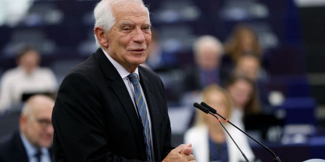 European Union foreign policy chief Josep Borrell talks about the recent escalation of the war in Ukraine to the European Parliament, October 5, 2022, in Strasbourg, eastern France.