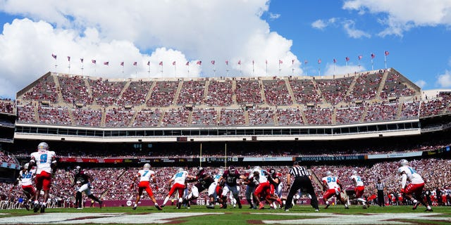 A general view during a game between the Texas A and M Aggies and New Mexico Lobos at Kyle Field Sept. 18, 2021, in College Station, Texas.