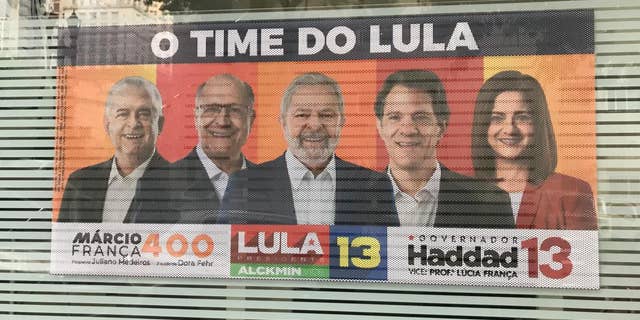 Lula campaign posters in Rio de Janiero, Brazil. Lula narrowly won Sunday's runoff against incumbent President Jair Bolsonaro (Fox News Digital.)