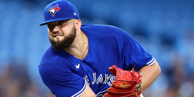 Alek Manoah of the Toronto Blue Jays delivers a pitch in the first inning of a doubleheader against the Tampa Bay Rays at Rogers Centre Sept. 13, 2022, in Toronto, Ontario, Canada.