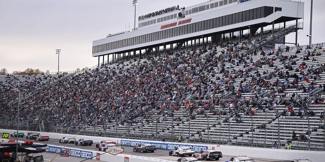 A view of racing during the NASCAR Xfinity Series Dead On Tools 250 at Martinsville Speedway Oct. 29, 2022, in Martinsville, Va.