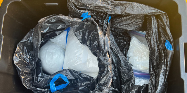 Police in San Bernardino, California, found more than 250 pounds of methamphetamine in a man's car and his home.
