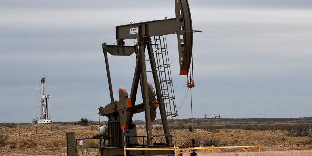 A pump jack operates in front of a drilling rig near Carlsbad, New Mexico. REUTERS/Nick Oxford/File Photo