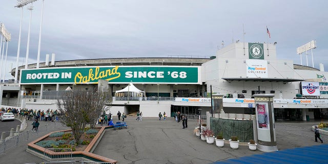 Outside the Oakland Coliseum