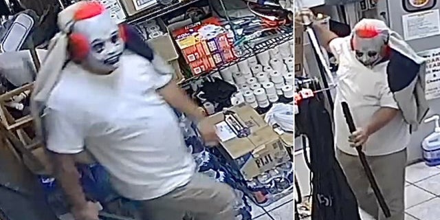 A robbery suspect who wore a clown mask and wielded a samurai sword stole cash from a Poconos convenience store earlier this month.