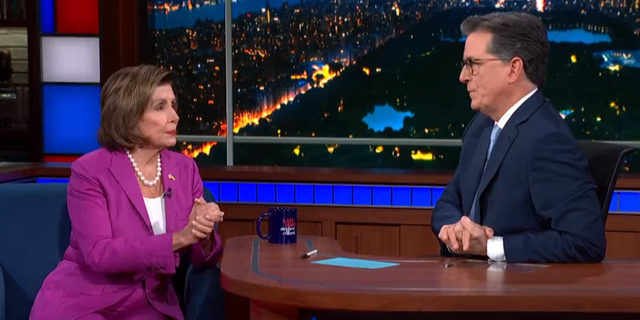 Host Stephen Colbert pressed Nancy Pelosi on her optimistic predictions about the midterms, arguing that polls "didn't reflect" her assessment.